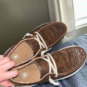 Ariat Brown Loafers Slip-Ons with Textured Pattern